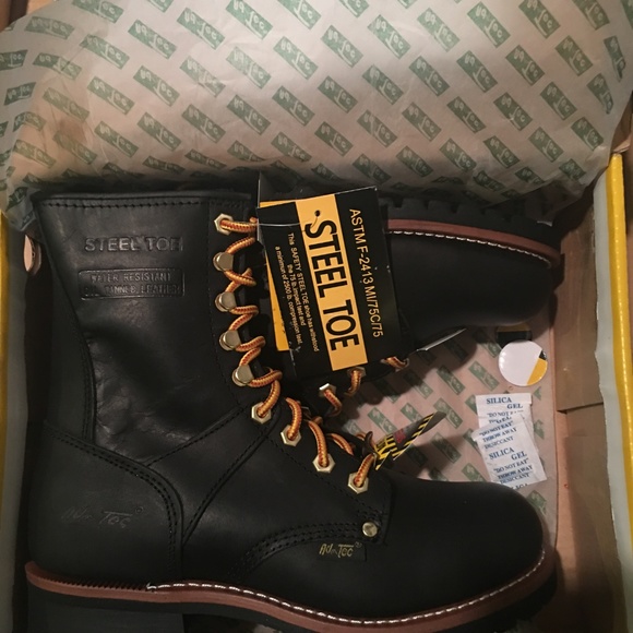 AdTec Men 9" Black Steel Toe Logger Genuine Leather & Lace-up Boots - Picture 8 of 8